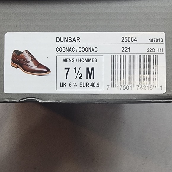 Stacy Adams Wingtip Oxford Cognac Brown Leather Brogue Mens 7.5M 25064-221 main image 8